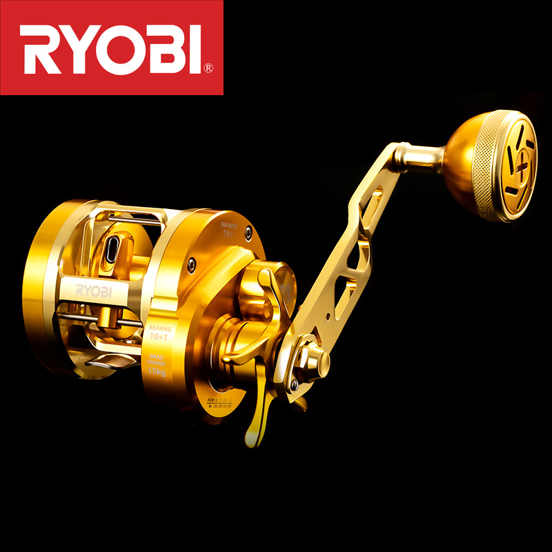 Trolling Reel - JapanRYOBIRyobiVARIUSValius Gold Eisenplattenrolle Vollmetall Slow-Jigging Trommelrolle